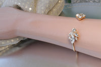 CRYSTAL BRIDAL BRACELET, Art Deco Wedding Bracelet, Rebeka  Bridal Open Cuff Bracelet, Gold Wedding Jewelry, Clear Bracelet, Bridesmaids,