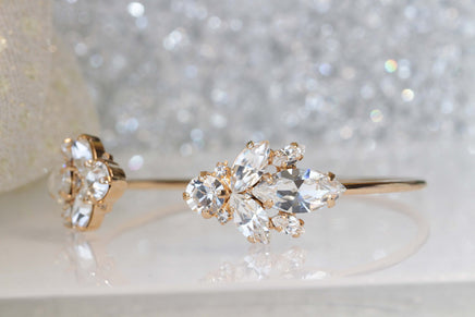 CRYSTAL BRIDAL BRACELET, Art Deco Wedding Bracelet, Rebeka  Bridal Open Cuff Bracelet, Gold Wedding Jewelry, Clear Bracelet, Bridesmaids,