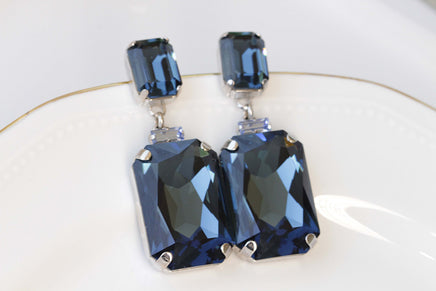 NAVY BLUE EARRINGS, Statement Earrings, Rebeka Earrings, Bridal Dark Blue Earrings, Blue Navy Drop Earrings,Wedding Earrings,Woman's Gift