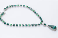 EMERALD Rebeka Necklace, Emerald Drop Pendant Necklace, deep green emerald Statement Necklace, Mother of The Bride Jewelry, Pearl Green