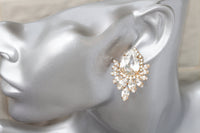 BRIDAL Earrings, Jewelry For Bride Gifts, Bridal Crystal Earrings, Rebeka Wedding Jewelry,Large Cluster Earrings,Big Statement Party Wear