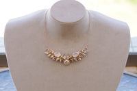 BRIDAL CHAMPAGNE NECKLACE,Wedding Necklace, Wedding Rose Gold Necklace,Rhinestone Rebeka jewelry, Bridal Statement Necklace, Gift For Her