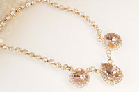 BLUSH NECKLACE, Rebeka Bridal Necklace for Wedding Jewelry, Bridal Pink Necklace, Bride Rose Necklace,Morganite Elegant Necklace,Mom Gift