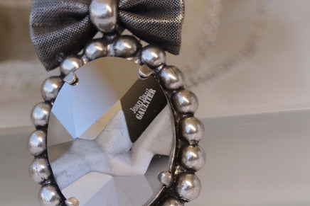 GRAY NECKLACE, Grey Metallic Necklace, Rebeka Necklace, high end necklace Statement Ribbon Necklace, Unique Jewelry, Jean Paul Gaultier