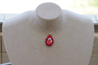 RED NECKLACE, Ruby Red Necklace, Rebeka Pendant, Mother's Necklace, Anniversary Necklace, Evening Red Coral Necklace, Goddess Necklace