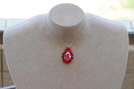 RED NECKLACE, Ruby Red Necklace, Rebeka Pendant, Mother's Necklace, Anniversary Necklace, Evening Red Coral Necklace, Goddess Necklace