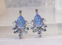 DUSTY BLUE EARRINGS, Bridal Ocean Blue Droplet  Rebeka Earrings, Beach Tropical Wedding, Blue Silver Drop Long Earrings, Gift For Mother