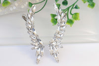 Crystal EAR CLIMBER EARRINGS, Bridal Climbing Earrings, Clear Statement Ear Crawler, Bridal Ear climber, Statement Rebeka Bride Earrings,