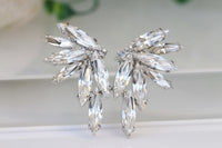 Crystal EAR CLIMBER EARRINGS, Bridal Climbing Earrings, Clear Statement Ear Crawler, Bridal Ear climber, Statement Rebeka Bride Earrings,