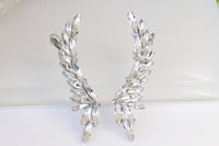 Crystal EAR CLIMBER EARRINGS, Bridal Climbing Earrings, Clear Statement Ear Crawler, Bridal Ear climber, Statement Rebeka Bride Earrings,