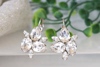 CLEAR CRYSTAL Bridal Earrings, Silver Earrings, Rebeka Earrings, Bridal Crystal Drop Earrings, Bridesmaid Earrings Gift, Cluster Earrings