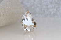 COCKTAIL RING, Art Deco Ring, Rebeka Crystal Ring, Unique Long Stone Ring, Asymmetric Ring, Rhinestone Woman's Ring, large Sparkling Ring