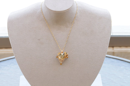 Asymmetrical Heart Necklace, Anniversary wife gift. Custom Heart Shaped Necklace, Rebeka Bridal Necklace, Mother's Day Statement Necklace
