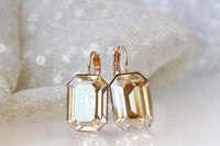 STUNNING CHAMPAGNE EARRINGS, Rebeka Earrings, Bridesmaid Earrings, Champagne Diamond Earrings, Bridal Rose Gold Earrings, Classic Jewelry