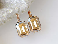 STUNNING CHAMPAGNE EARRINGS, Rebeka Earrings, Bridesmaid Earrings, Champagne Diamond Earrings, Bridal Rose Gold Earrings, Classic Jewelry