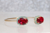 RED BLUE BRACELET, Red Garnet Turquoise Adjustable Bracelet,Rebeka Bracelet,Open Cuff Bracelet,Anniversary Wife Gift,Bridal Ruby Bracelet