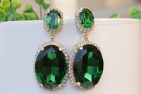 EMERALD Green EARRINGS, Olive Green Statement Earrings, Chandelier Earrings, Woman's Jewelry Mother Of The Brides, Large Rebeka Earrings,