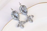 DUSTY BLUE Drop Earrings, Bridal Earrings, Rebeka Leverback Earrings, Wedding Minimalist Earrings Gift, Vintage Earrings, Antique Blue