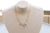Personalized Eye Necklace, Letters Custom Jewelry, Evil eye Necklace,Sideways Letter Necklace,Rebeka Necklace,Bridesmaid Personality Gift