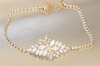 OPAL BRACELET, Rebeka Bracelet, White Bridal Bracelet, Dainty Cluster Wedding Bracelet, Crystal Opal Woman Bracelet, White Opal  Bracelet