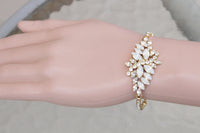 OPAL BRACELET, Rebeka Bracelet, White Bridal Bracelet, Dainty Cluster Wedding Bracelet, Crystal Opal Woman Bracelet, White Opal  Bracelet