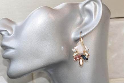 IVORY CREAM NECKLACE, Bridal Navy Blue Blush Champagne, Rebeka Cluster Pendant,Beach Wedding,Blue Rose Gold Necklace,Multi Color Necklace