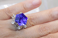SAPPHIRE RING, Rebeka Engagement ring, Blue Stone Ring,Silver Ring, Women's Ring, Lace Cocktail Ring, Majestic Blue Ring,High Stone Ring