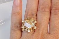 CHAMPAGNE TOPAZ RING, Rebeka Cocktail ring, Gold Silk Ring, Big Stone Ring,Gift For Her,Crystal Cocktail Ring,November Ring, Vintage Ring