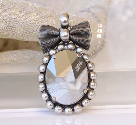 GRAY NECKLACE, Grey Metallic Necklace, Rebeka Necklace, high end necklace Statement Ribbon Necklace, Unique Jewelry, Jean Paul Gaultier