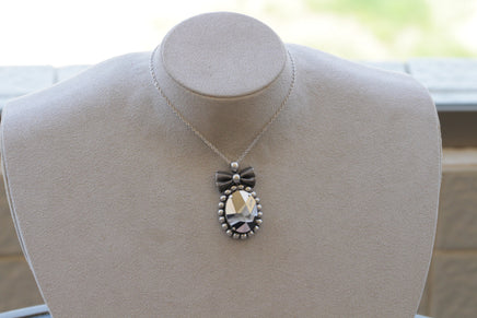 GRAY NECKLACE, Grey Metallic Necklace, Rebeka Necklace, high end necklace Statement Ribbon Necklace, Unique Jewelry, Jean Paul Gaultier
