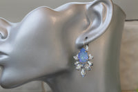 DUSTY BLUE EARRINGS, Bridal Ocean Blue Droplet  Rebeka Earrings, Beach Tropical Wedding, Blue Silver Drop Long Earrings, Gift For Mother