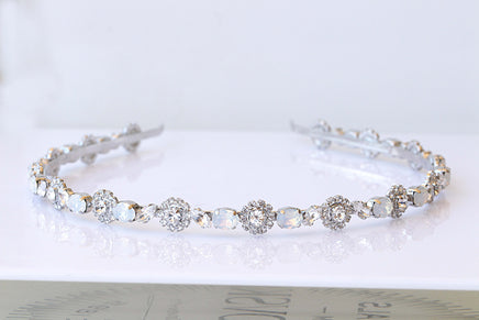 BRIDAL TIARA, Crystal Bridal Headband, Rebeka hair accessories, Bridal Hair Piece, White Opal Bridal Headband,Hairband Wedding,Bride Gift