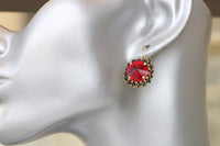 RED GARNET EARRINGS, Rebeka Red Earrings, Dark Red Earrings,  Crystal Bridesmaid Earrings, Red And Black Earrings, Small Drop Earrings,
