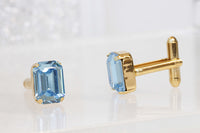 BLUE CUFFLINKS, Rhinestone Cuff Link,Groom Cufflinks, best man Wedding cufflink, Aquamarine Rebeka Cuff Links,Father's Day Cufflink Gift