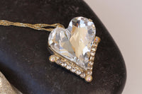 Asymmetrical Heart Necklace, Anniversary wife gift. Custom Heart Shaped Necklace, Rebeka Bridal Necklace, Mother's Day Statement Necklace