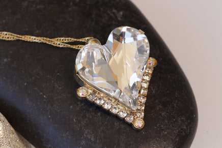 Asymmetrical Heart Necklace, Anniversary wife gift. Custom Heart Shaped Necklace, Rebeka Bridal Necklace, Mother's Day Statement Necklace