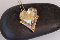 Asymmetrical Heart Necklace, Anniversary wife gift. Custom Heart Shaped Necklace, Rebeka Bridal Necklace, Mother's Day Statement Necklace