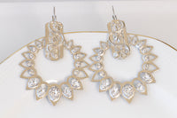 HOOPS EARRINGS, Indian Crystal Earrings, Hoop Drop Earrings, Rebeka Earrings, Gold Earrings, Ethnic Hoop Earrings, Bridal Hoop Earrings