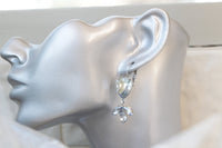 DUSTY BLUE Drop Earrings, Bridal Earrings, Rebeka Leverback Earrings, Wedding Minimalist Earrings Gift, Vintage Earrings, Antique Blue