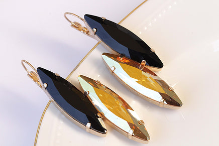 GOLD AND BLACK earrings, Classic Rebeka earrings, Statement Dangle earrings, Earrings For Women, Evening Jewelry, Bronze Black Earrings