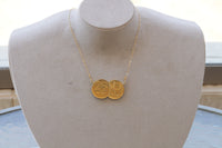 COIN NECKLACE, Old Israeli Coin, Antique Coin pendant Copy, Gold Coin Israel Necklace, Menorah Jewelry, Money Jewelry, Gold Disc Necklace