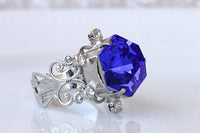 SAPPHIRE RING, Rebeka Engagement ring, Blue Stone Ring,Silver Ring, Women's Ring, Lace Cocktail Ring, Majestic Blue Ring,High Stone Ring