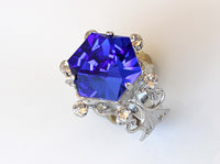 SAPPHIRE RING, Rebeka Engagement ring, Blue Stone Ring,Silver Ring, Women's Ring, Lace Cocktail Ring, Majestic Blue Ring,High Stone Ring
