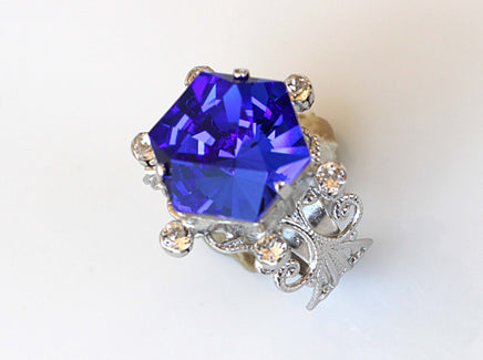 SAPPHIRE RING, Rebeka Engagement ring, Blue Stone Ring,Silver Ring, Women's Ring, Lace Cocktail Ring, Majestic Blue Ring,High Stone Ring