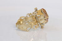 CHAMPAGNE TOPAZ RING, Rebeka Cocktail ring, Gold Silk Ring, Big Stone Ring,Gift For Her,Crystal Cocktail Ring,November Ring, Vintage Ring