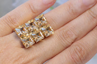 CHAMPAGNE STATEMENT RING, Cocktail Ring, Art Deco Ring, Adjustable Ring, Golden Shadow Rebeka Ring, Champagne Quartz Cluster Bling Ring,