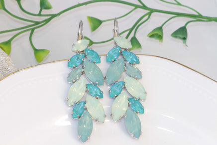 MINT OPAL EARRINGS, Art Deco Wedding Jewelry, Light Green Earrings, Pastel Bridal Earrings, Rebeka Earrings, Aqua Blue Turquoise Earrings