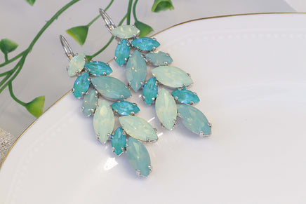 MINT OPAL EARRINGS, Art Deco Wedding Jewelry, Light Green Earrings, Pastel Bridal Earrings, Rebeka Earrings, Aqua Blue Turquoise Earrings