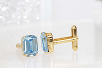 BLUE CUFFLINKS, Rhinestone Cuff Link,Groom Cufflinks, best man Wedding cufflink, Aquamarine Rebeka Cuff Links,Father's Day Cufflink Gift
