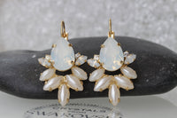 PEARL BRIDAL EARRINGS, Bridal White Opal Earrings,Rebeka Earrings,Wedding Pearl Jewelry,Ivory Pearl Bridesmaid Drop Earrings,Gift For Her